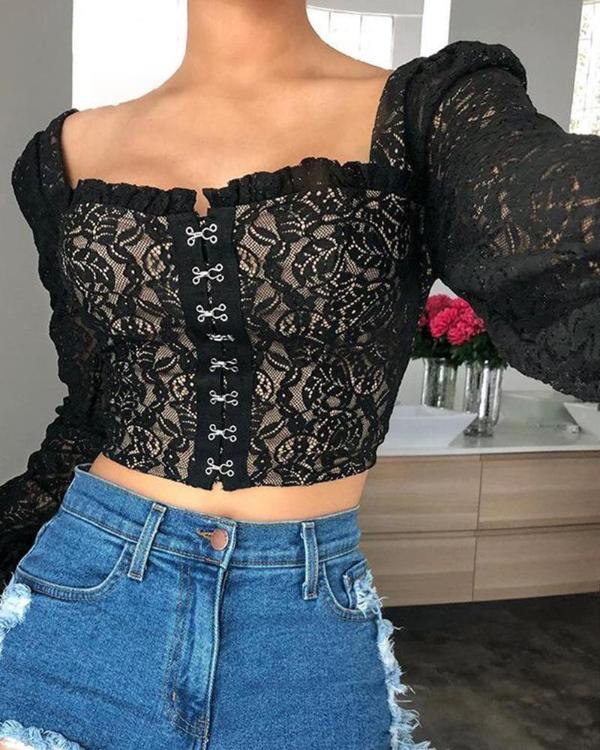 Áo Ren Nữ Dài Tay Hở Lưng Gợi Cảm