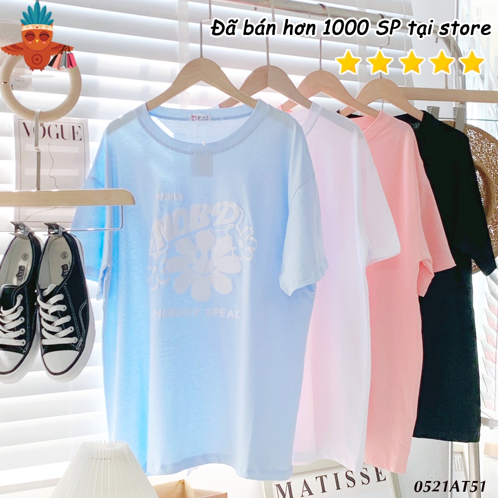 Áo thun unisex tay ngắn in hoa Nobody Speak THOCA HOUSE đen, trắng, hồng, xanh chuẩn form dày dặn