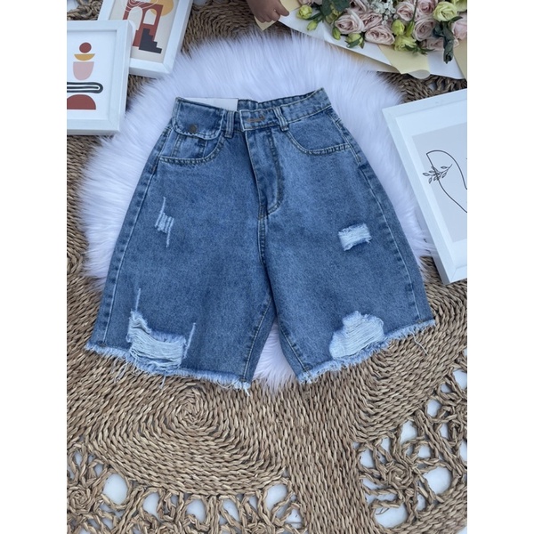 Quần jean ngố nữ bigsize quần jean ngố lưng cao quần jean ngố ống rộng rách LUMISA | BigBuy360 - bigbuy360.vn