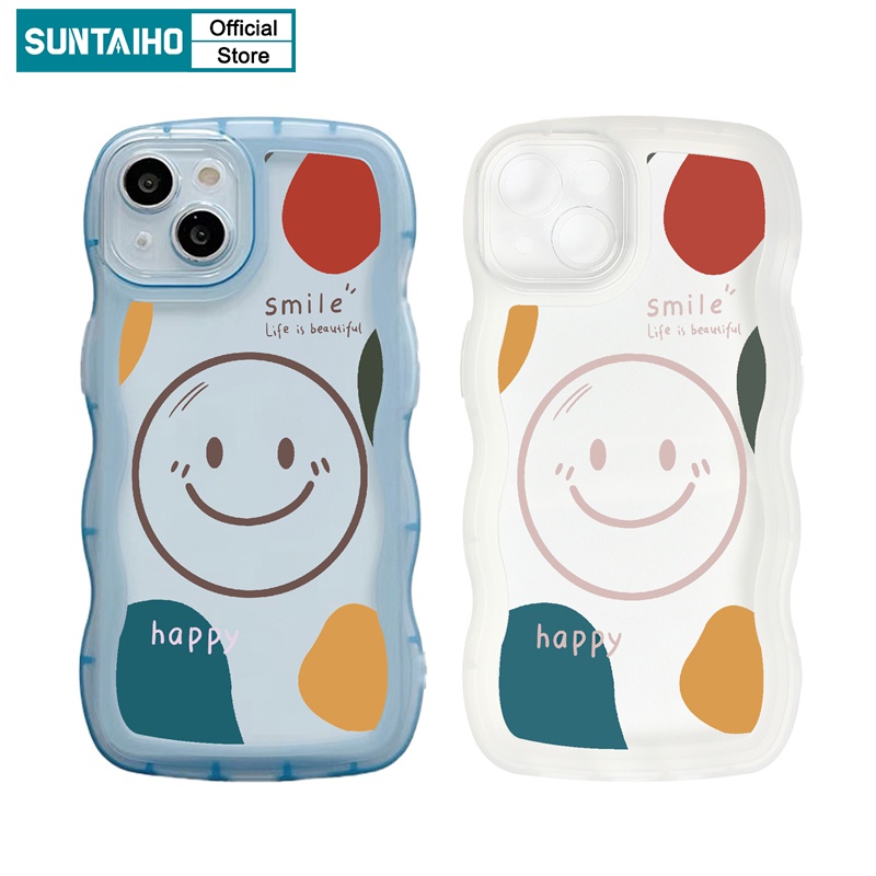 Ốp lưng iphone Ốp điện thoại Suntaiho silicone TPU mềm chống sốc in mặt cười thích hợp cho iPhone 11 12 13 PM Xs Max Xs XR 7 8 +