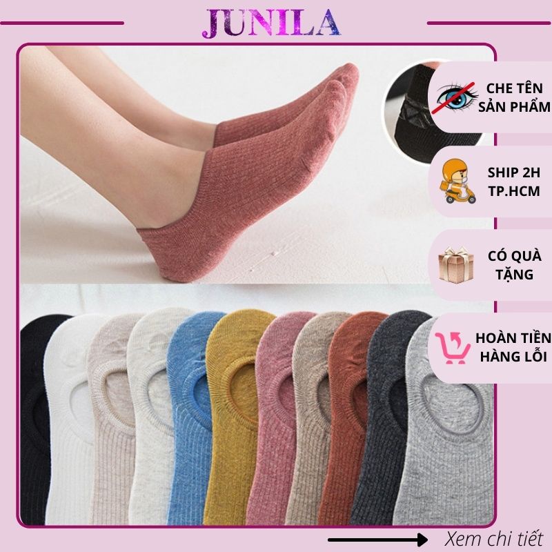 Tất vớ nữ lười cổ thấp ngắn cotton trơn nhiều màu TN01