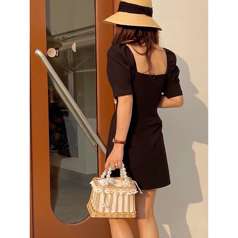 Túi Mây Đan Song Song Quai Ngọc