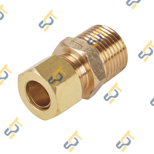 Bộ ren ngoài 3/8 (17), 1 đầu côn lõm nối hạt bắp NPT (Brass Compression fitting Male connector)