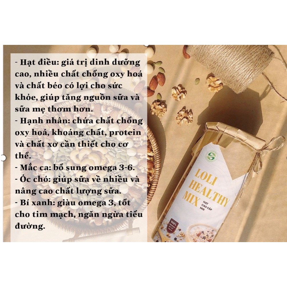 Hạt mix dinh dưỡng 5 loại hạt cao cấp Lolifood 500gr