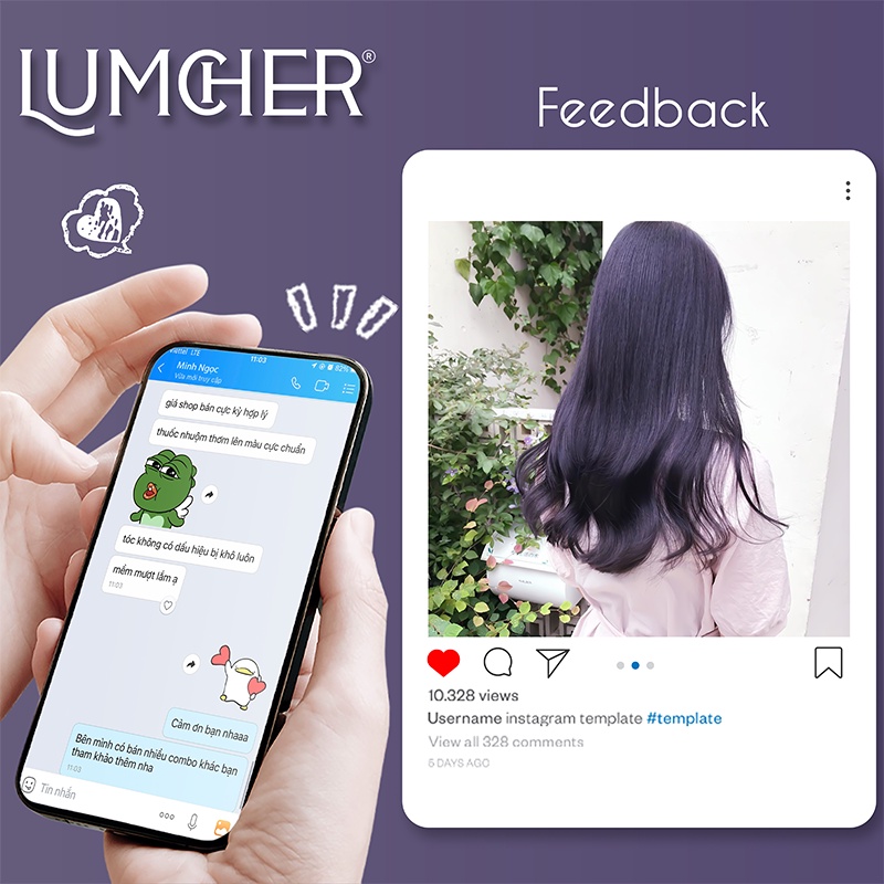 Thuốc nhuộm tóc Đen Tím - Tím Đen không tẩy chính hãng Lumcher LC28