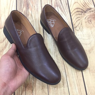 Giầy tây nam da bò mềm trơn mũi nhọn nâu( Chất Store )