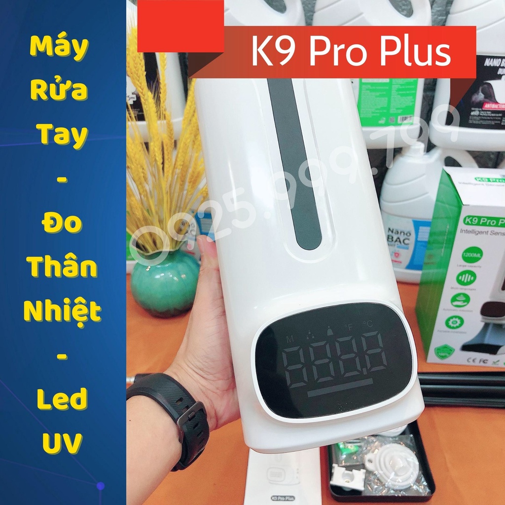 Máy Rửa Tay, Đo Thân Nhiệt Tự Động K9 Pro Plus, Tiếng Việt