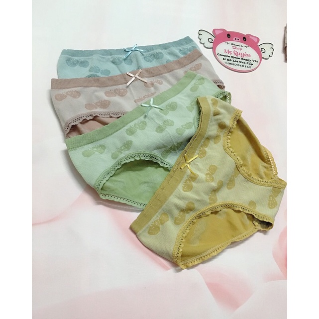Quần lót cotton quả dâu kèm nơ dễ thương- chất liệu mát thấm hút mồ hôi