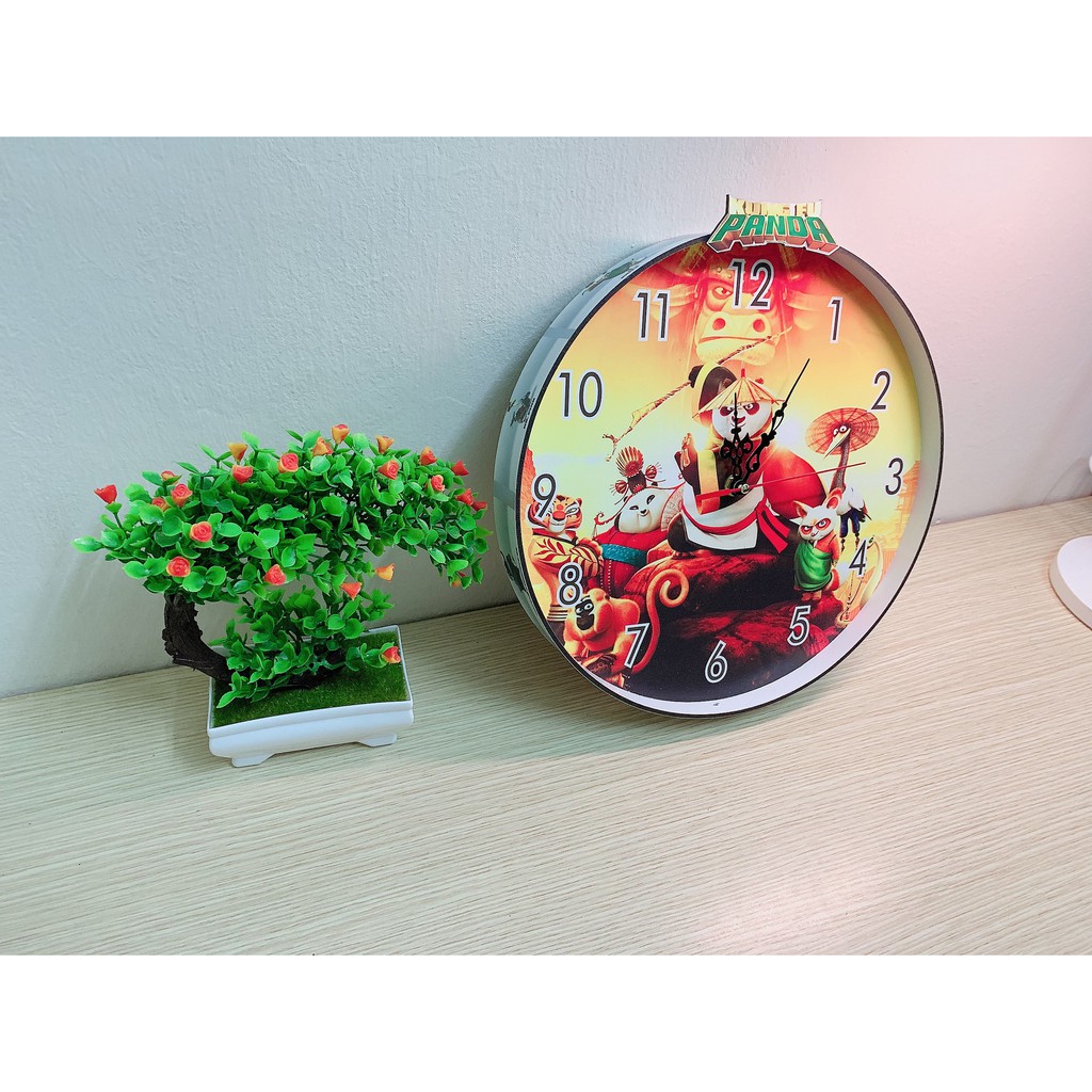 [Bảo Hành 12 Tháng] Đồng hồ treo tường trang trí nhà mang chủ đề Panda 02, được thiết kế kim trôi chạy rất êm, bền đẹp