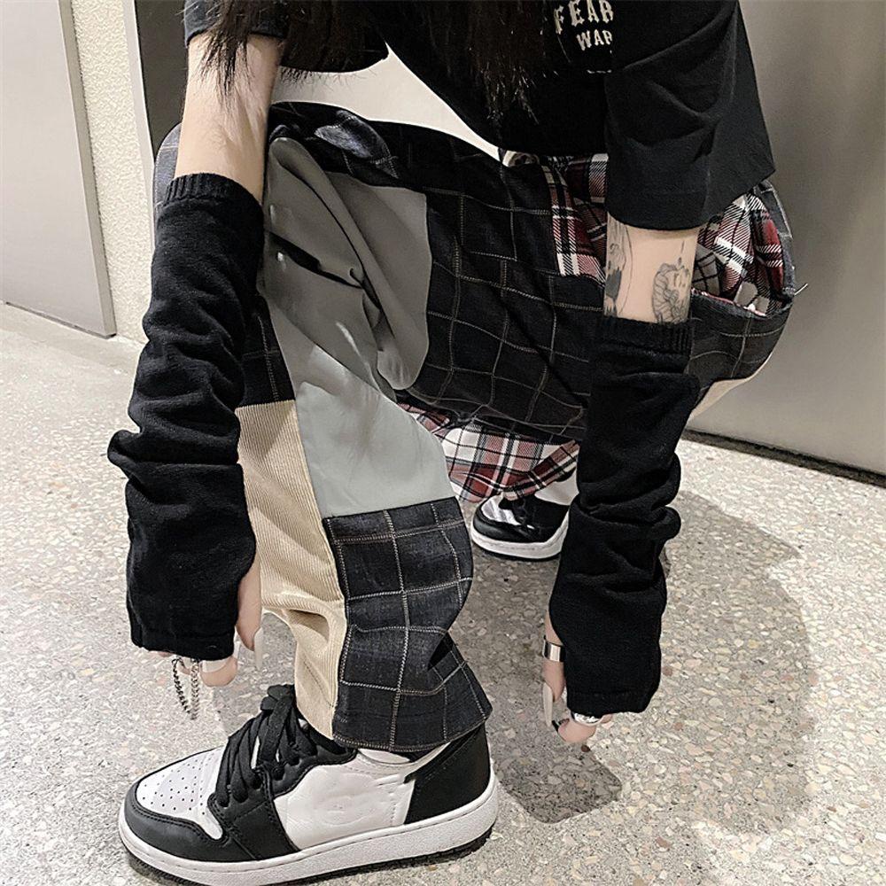 MXGOODS Găng Tay Hở Ngón Giữ Ấm Phong Cách Gothic Đường Phố