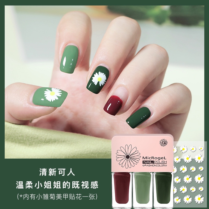 Bộ 3 Sơn Móng Tay+Tặng kèm sicker dán móng Siêu Đẹp Nhanh Khô Lâu Trôi Không Thấm Nước (Dạng Lột)