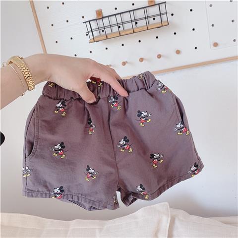 Quần Short Vải Cotton Họa Tiết Hoạt Hình Chuột Mickey Thời Trang Mùa Hè Cho Bé