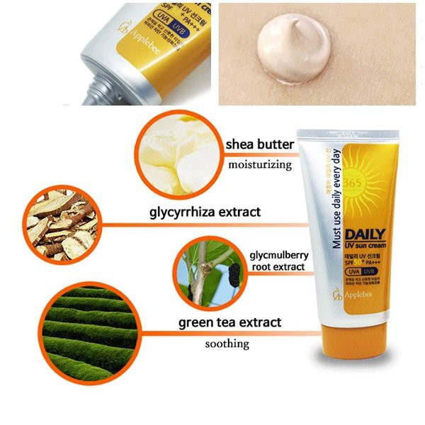 Kem Chống Nắng DAILY UV Sun Cream SPF50+PA+++ Kcn vật lý kiềm dầu dành cho da dầu, da nhạy cảm, nâng Tone, không bết