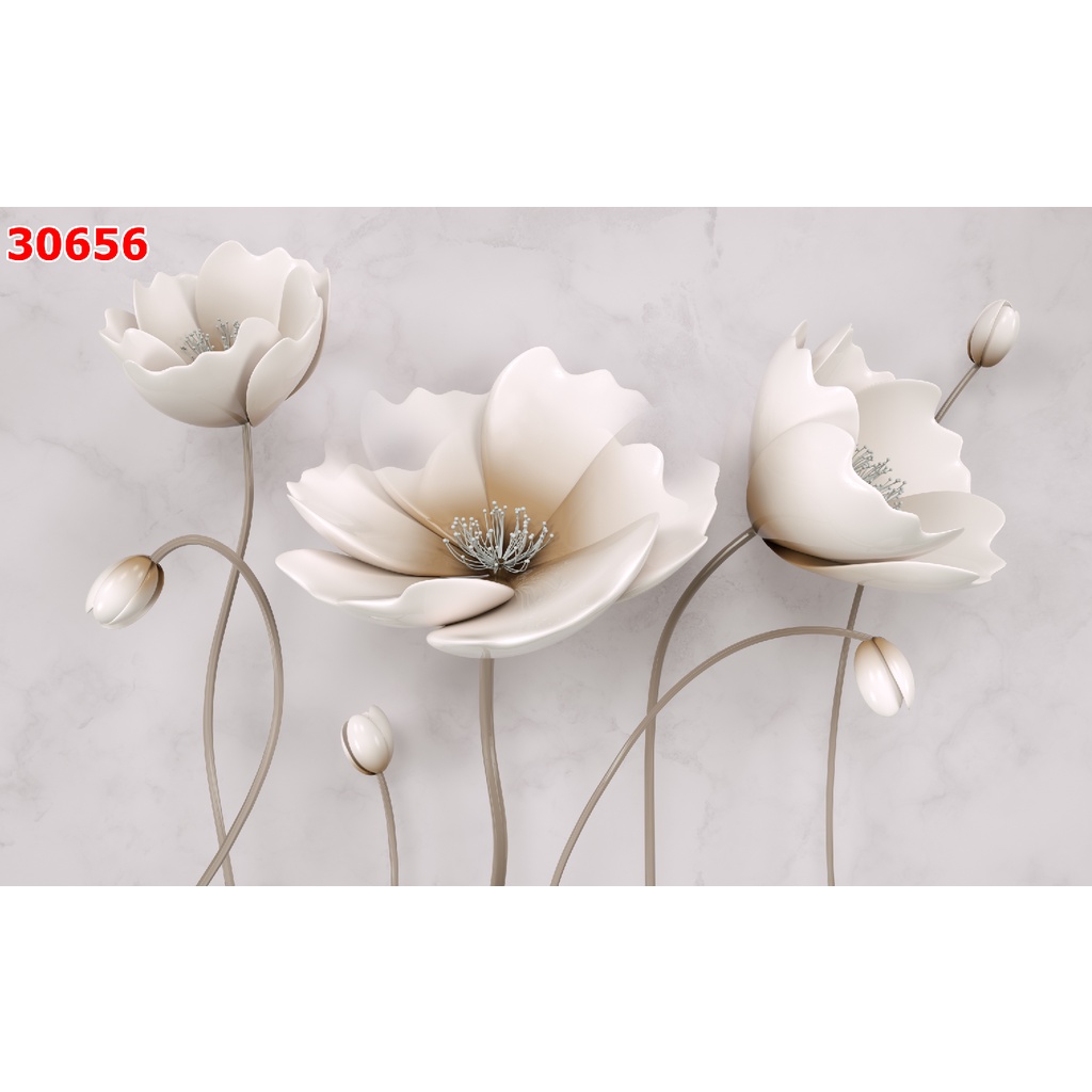 Tranh 3d dán tường phòng khách và phòng ngủ hoạ tiết hoa nổi bật hình ảnh sắc nét