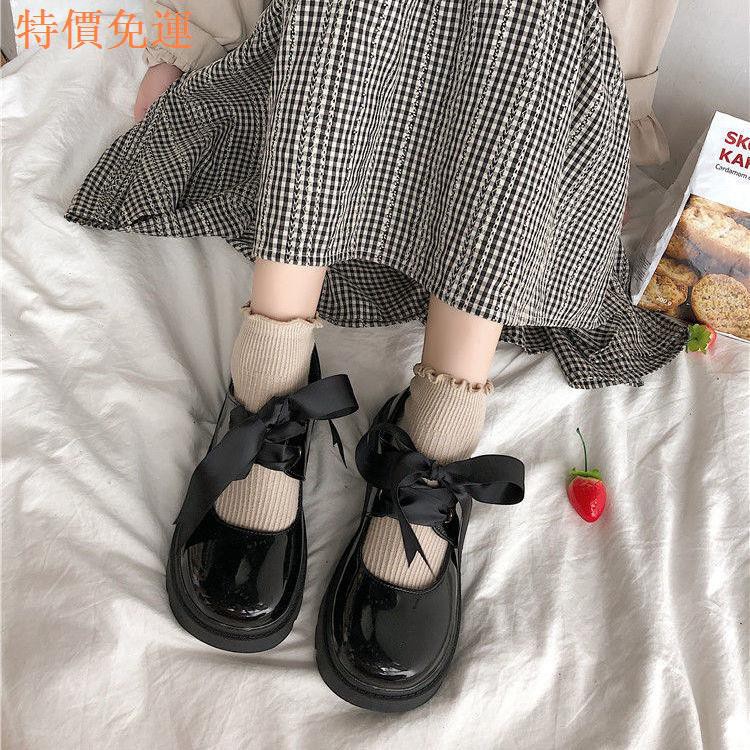 Giày màu đen phong cách lolita Nhật Bản 2021 cho nữ