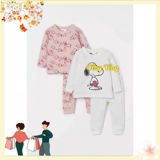 Sbg155 - set 2 bộ bé gái dài tay cún snoopy