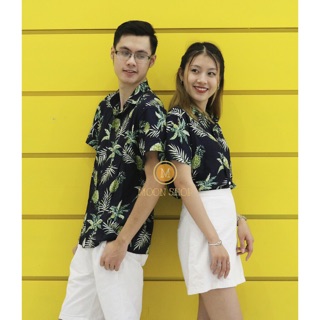 Áo Sơ Mi Họa Tiết Dứa ( ảnh thật )