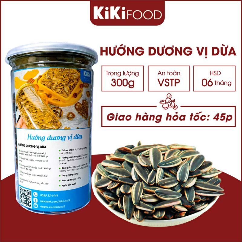 Hướng dương vị dừa 300G KIKIFOOD vừa ngon vừa rẻ, đồ ăn vặt Việt Nam an toàn vệ sinh thực phẩm