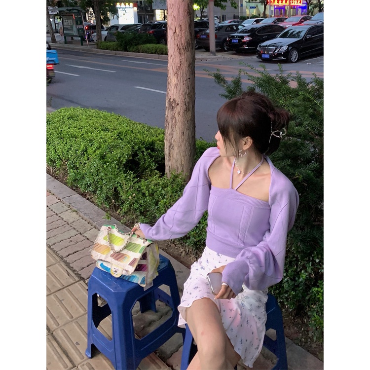 COZOK Set áo dệt kim + áo tay dài thời trang xinh xắn cho nữ