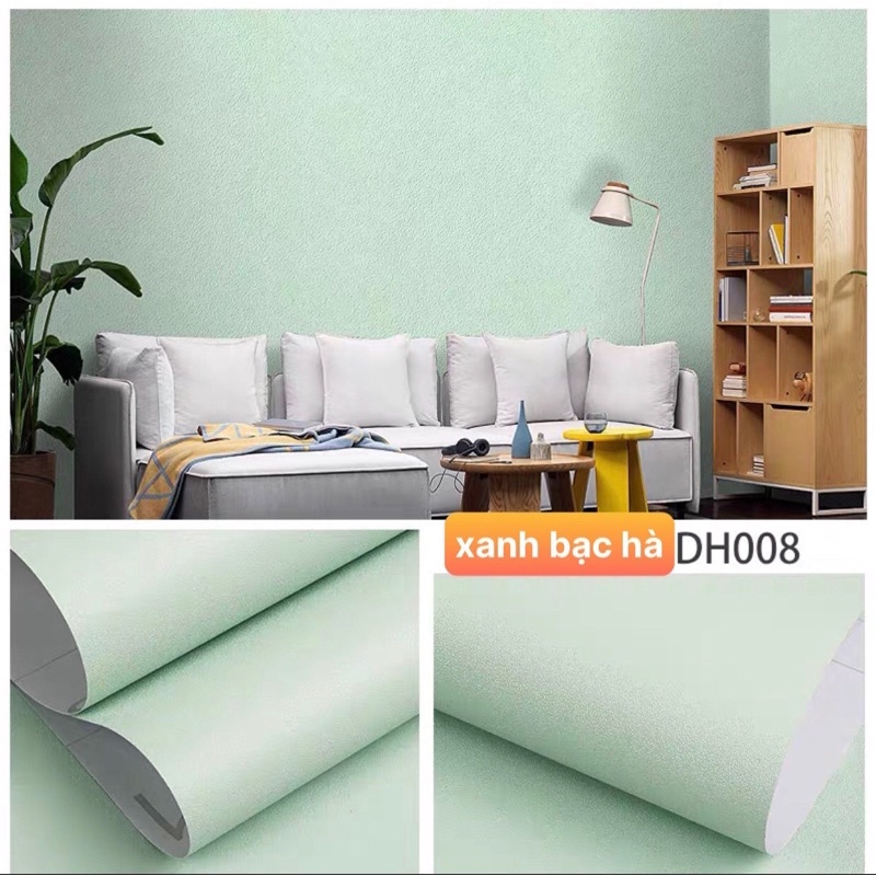 Giấy dán tường màu xanh pastel _rộng 45cm decal dán tường màu trơn pastel có keo sẵn