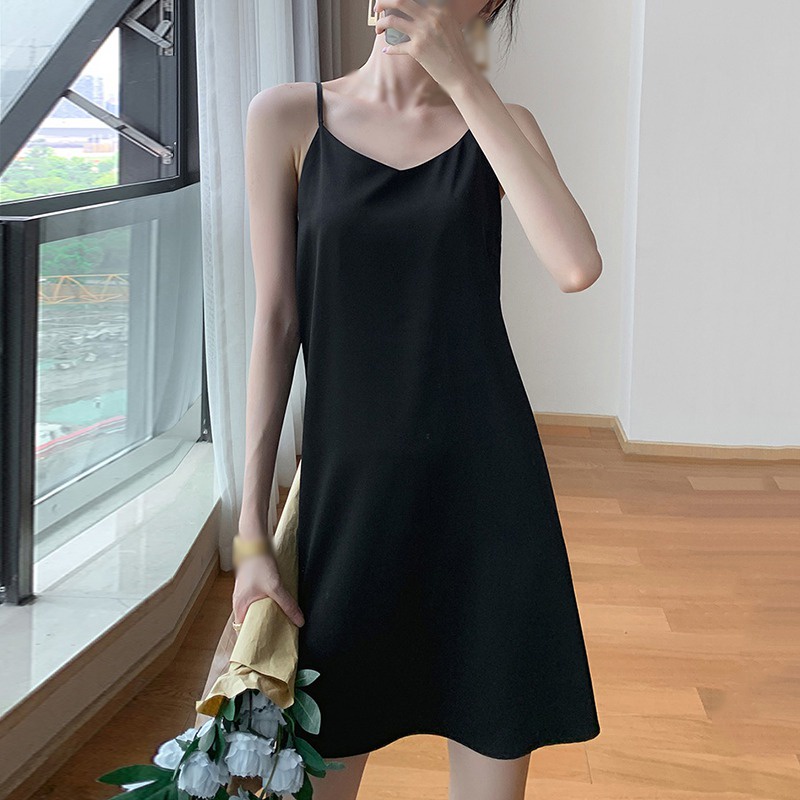 Váy Body Chân Tank Top Váy Dài Váy Ngủ Đầm Hai Dây Dáng Rộng Cổ Chữ V Gợi Cảm Cho Nữ
