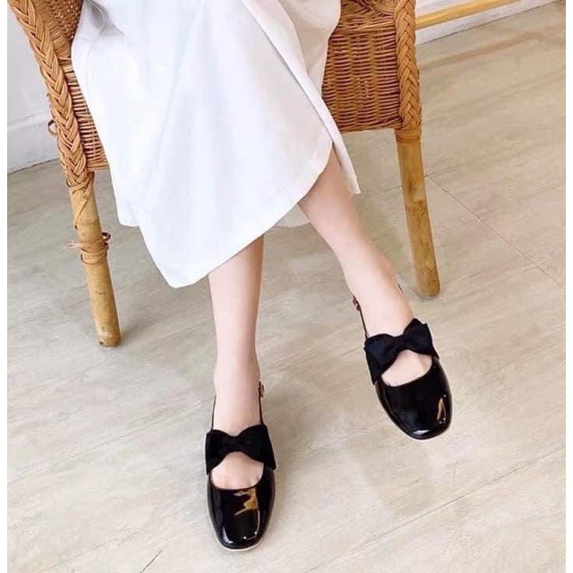 Giày búp bê nơ to quai cài da bóng | BigBuy360 - bigbuy360.vn