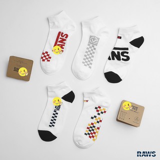 tất Vans cổ lửng - cotton - trắng họa tiết IB CHỌN MẪU