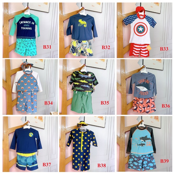 ☀️ - Bộ đồ bơi bé trai gồm nhiều mẫu, LÔ 2: Size 4- 7 tuổi, Hàng xuất dư chống tia UV