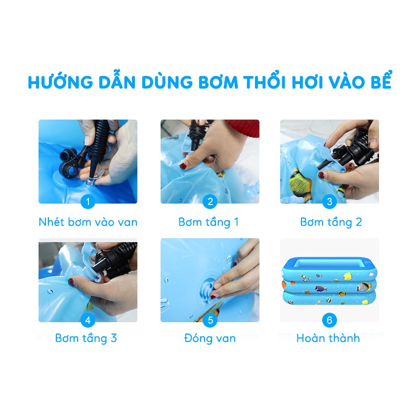 Bể bơi phao 3 tầng 1m2 - 1m3 - 1m5 - 1m6 - 1m8 - 2m1 - 2m6 - 3m05, hồ bơi chống trơn trượt bền bỉ, chất liệu PVC an toàn