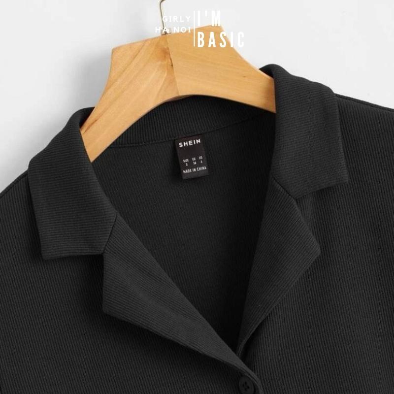 Áo Croptop Cổ Vest Nữ Polo Ngắn Tay Màu Nâu Hottrend Vải Thun Tăm Co Giãn Năng Động Ulzzang