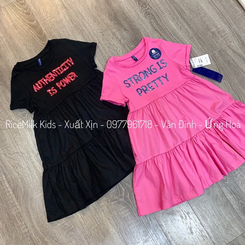 [Xả] Váy xoè cotton đính cườm xuất dư xịn
