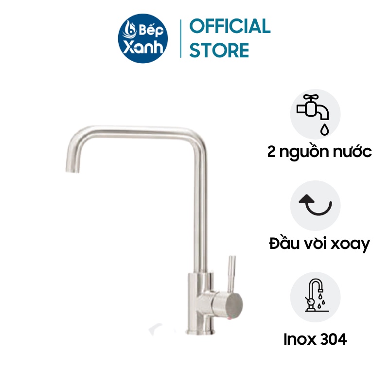 [FREESHIP HCM] Vòi Rửa Chén Eurogold EUF015M - Inox 304 - Xoay 360 Độ