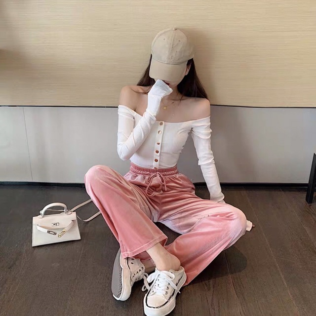 Áo croptop len trễ vai dài tay Ulzzang | BigBuy360 - bigbuy360.vn