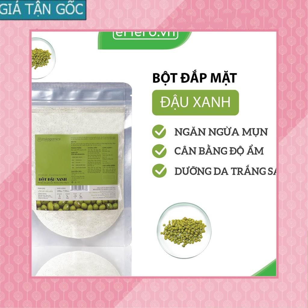 [GIÁ TẬN GỐC] Bột Đậu Xanh Nguyên Chất Đắp Mặt Nạ Dưỡng Da Trắng Sáng, Ngăn Ngừa Mụn MILAGANICS 200g (Túi Zip) [EH]