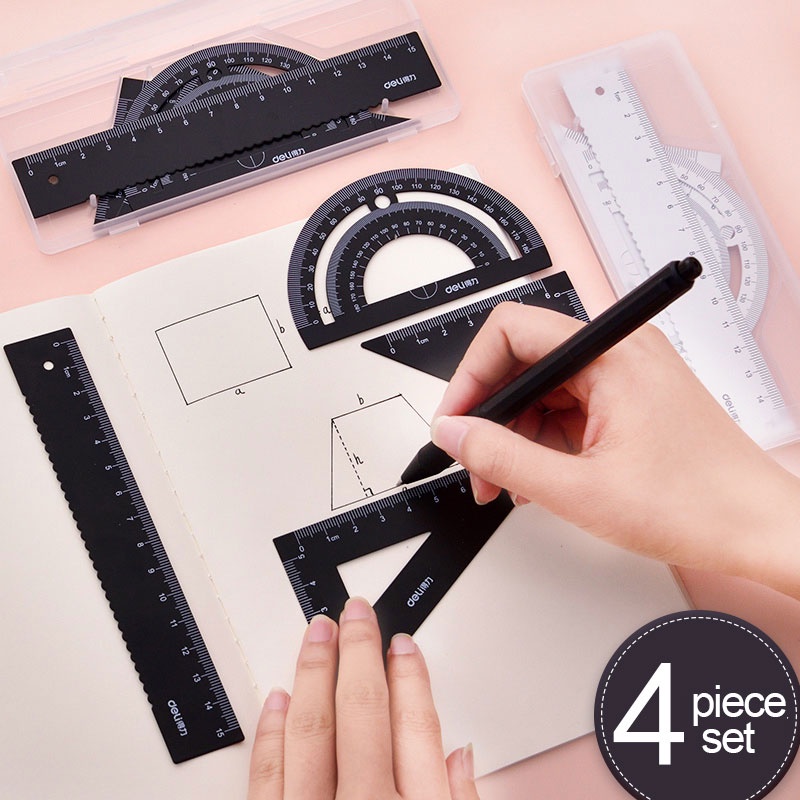 Deli Bộ Thước Đo Bằng Nhôm Hình Tam Giác Đơn Giản Cho Văn Phòng / Trường Học