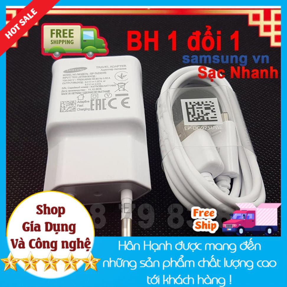 Bộ cáp sạc nhanh Galaxy S4,S5,S6,S7,Note3,Note4/note5 /A34567/j34567 chính hãng Samsung Bh 1đổi1