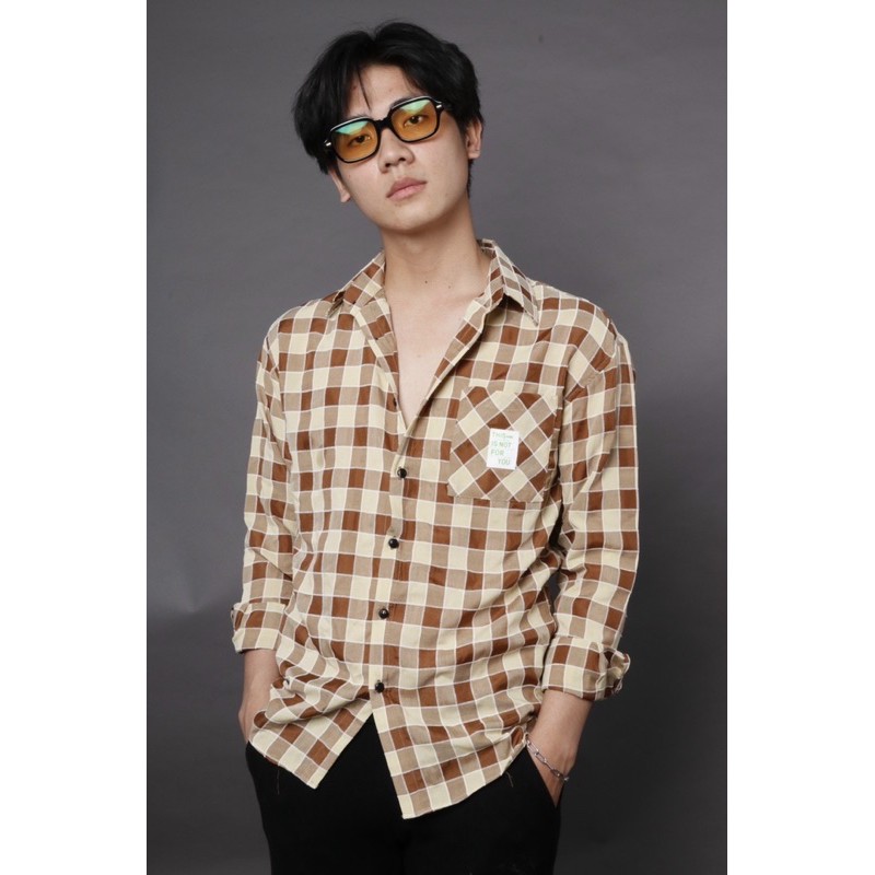 Sơ mi caro nam không nhăn vải mát, thiết kế