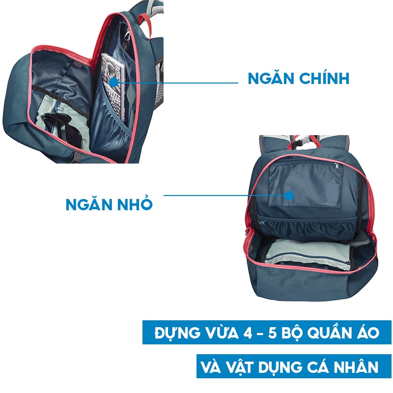 Balo thể thao leo núi, dã ngoại QUECHUA nh100 30 lít - ngọc lam