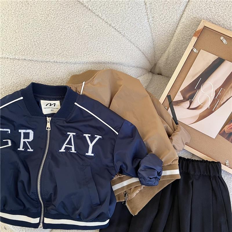 Áo Khoác Bóng Chày Ngắn Có Khóa Kéo Thêu Họa Tiết Thời Trang Mới Dành Cho Trẻ Em