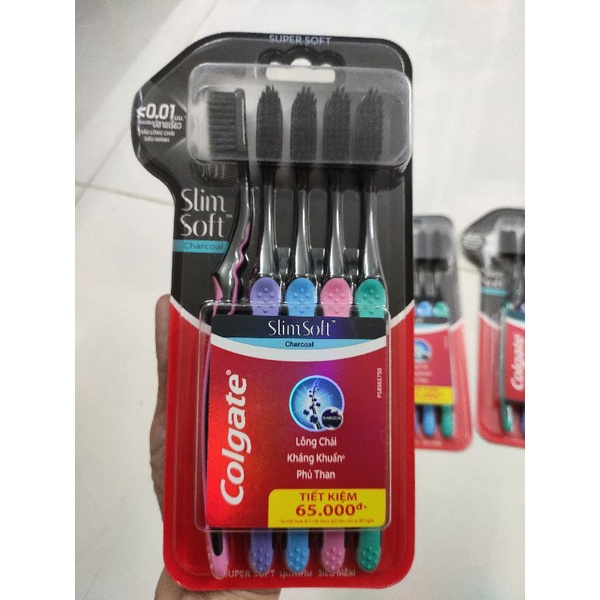 Bộ 5 bàn chải Colgate Slimsoft Charcoal