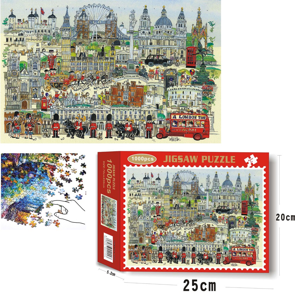 Bộ Tranh Ghép Xếp Hình 1000 Pcs Jigsaw Puzzle (Tranh ghép 70*50cm) London Tự Do Bản Thú Vị Cao Cấp-H53