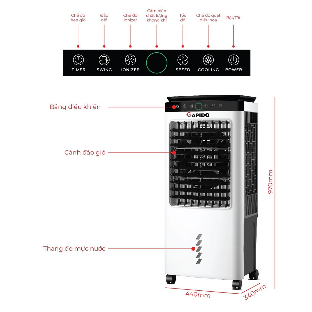Quạt điều hòa Rapido FRESH 6000D _ Bảo hành chính hãng tới 3 năm | BigBuy360 - bigbuy360.vn