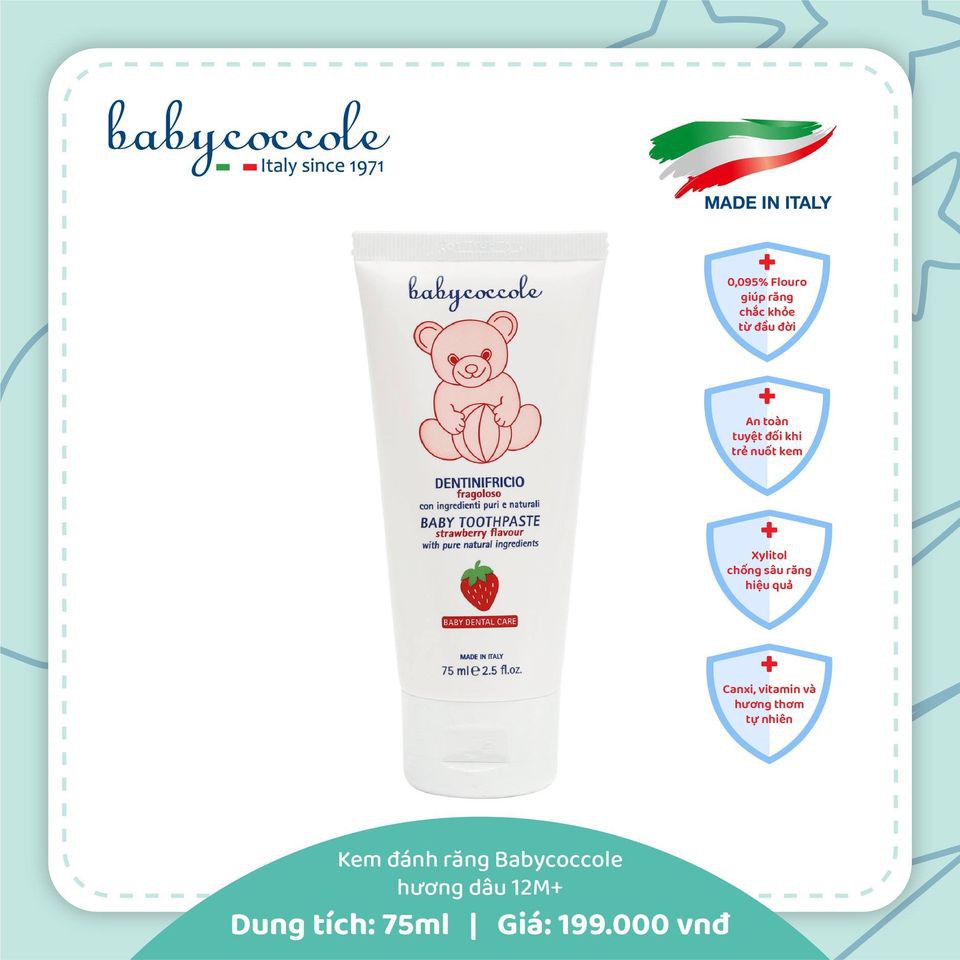 Kem đánh răng Babycoccole hương dâu 75ml 12M+