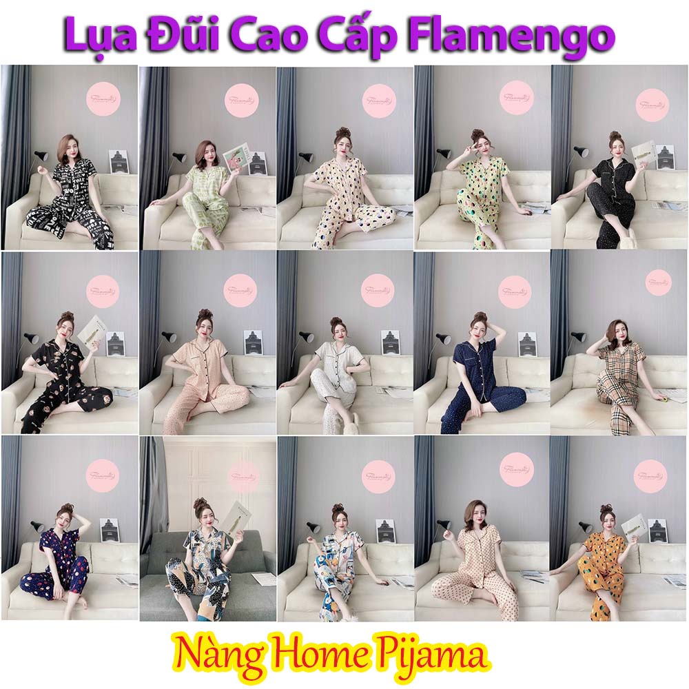 [15 Mẫu] Đồ Bộ Tay Ngắn Quần Dài Lụa Đũi chính hiệu Flamingo 40-60kg