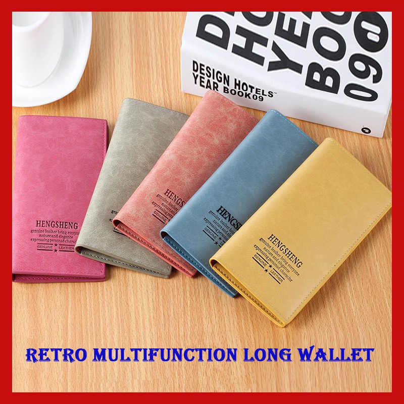 【Ready Stock】Long Wallet Multifunction Zip Fashion Accessories Women Retro Leather Card Money Wallet for Valentine Birthday Gift
