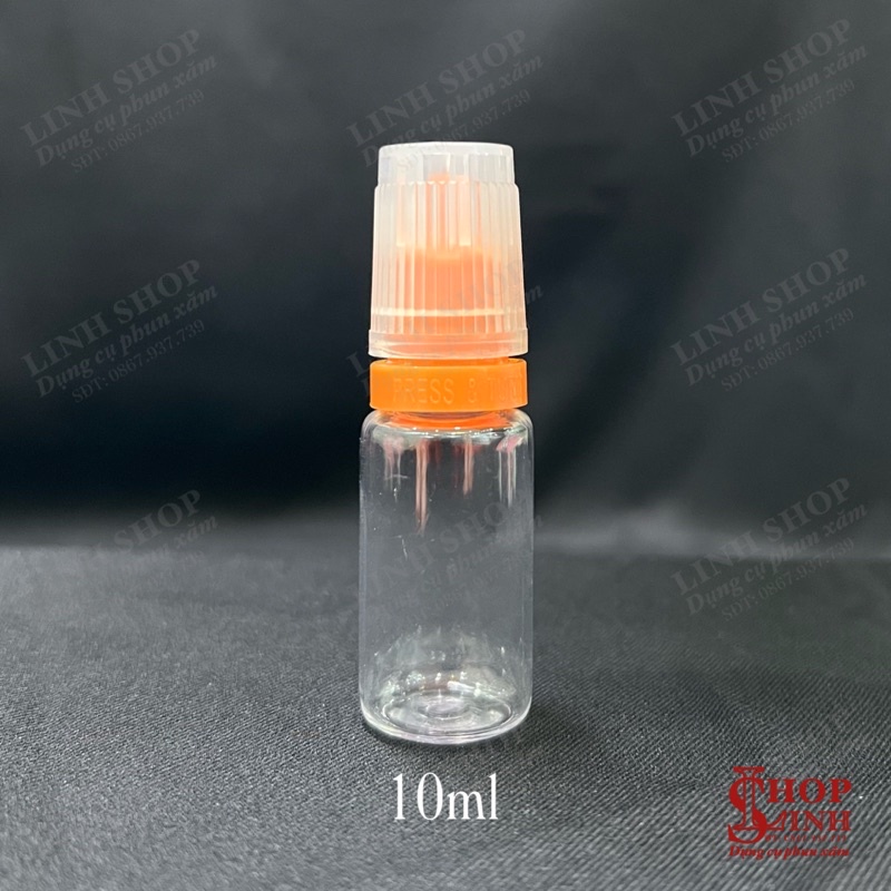 Lọ nhựa chiết nhựa trong 10ml, bình nhựa chiết mực, chai nhựa đựng mực