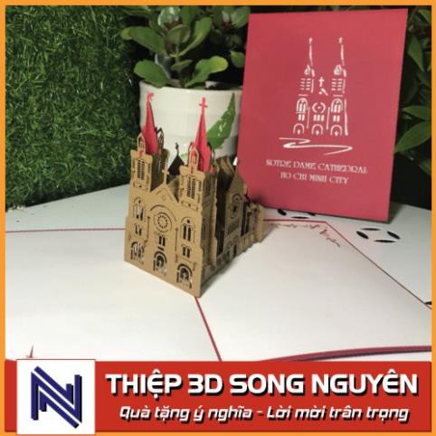 Thiệp 3D Nhà Thờ Đức Bà - Song Nguyên, mô hình Nhà Thờ Đức Bà siêu đẹp & dễ thương, làm quà tặng, quà lưu niệm