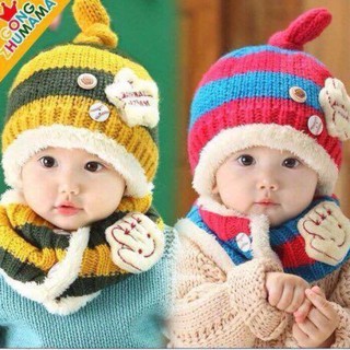 Set mũ khăn len hình sao cho bé - CÓ ẢNH THẬT