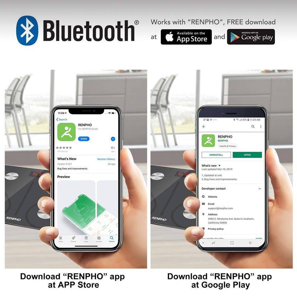 Cân điện tử Renpho phân tích thành phần cơ thể kết nối Bluetooth