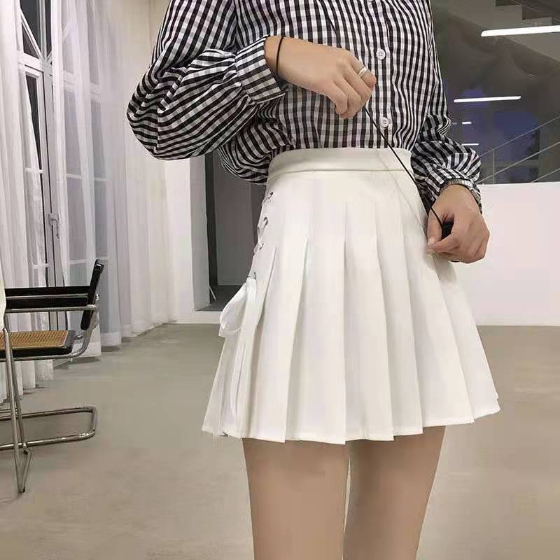 Happy-store  Chân Váy Xếp Ly Lưng Cao Thời Trang Phong Cách Hàn Quốc Xinh Xắn Cho Nữ